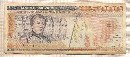 5000 песо. Мексика 1989г