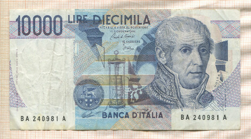 10000 лир. Италия 1984г