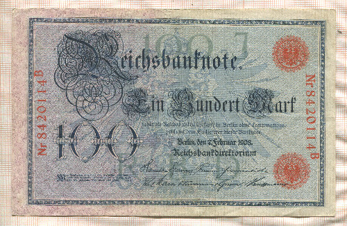 100 марок. Германия 1908г