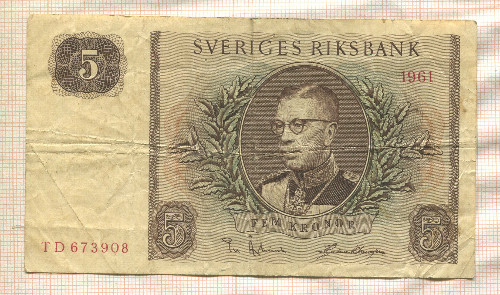 5 крон. Швеция 1961г