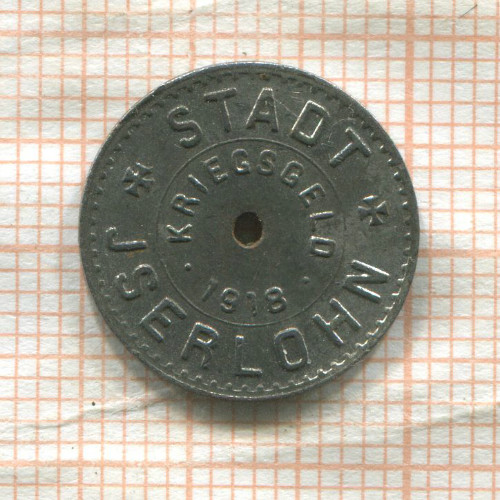 Нотгельд. 1 пфенниг. Германия. Изерлон