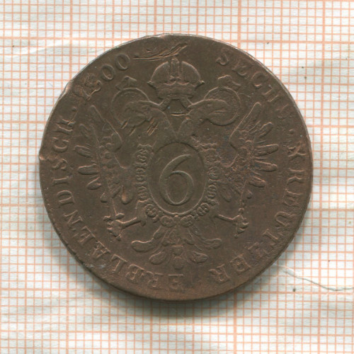 6 крейцеров. Австрия 1800г