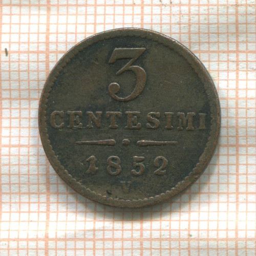 3 сентесимо. Ломбардия-Венеция 1852г