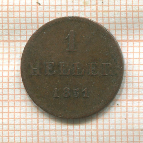 1 геллер. Франкфурт 1851г