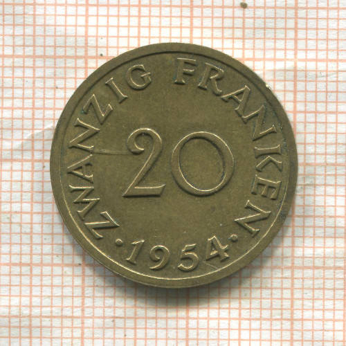 20 франков. Саарланд 1954г