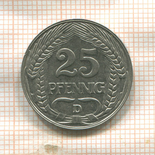 25 пфеннигов. Германия 1909г