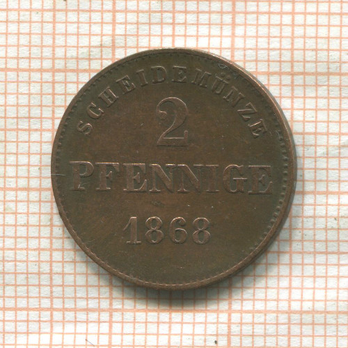 2 пфеннига. Саксен-Майнинген 1868г