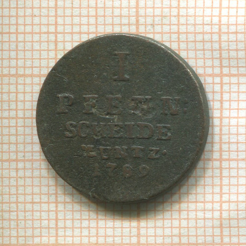 1 пфенниг. Брауншвейг-Люнебург-Каленберг-Ганновер 1789г