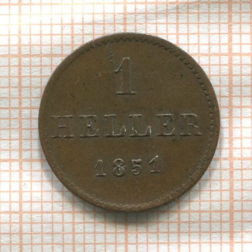 1 геллер. Франкфурт 1851г