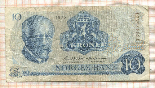 10 крон. Норвегия 1975г
