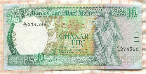 10 лир. Мальта 1967г