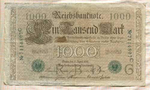 1000 марок. Германия 1910г