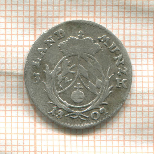 3 крейцера. Бавария 1802г