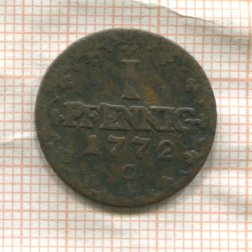 1 пфенниг. Саксония 1772г