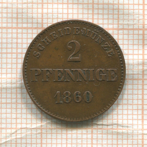 2 пфенннига. Саксен-Майнинген 1860г