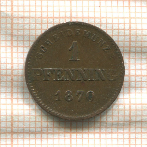 1 пфеннинг. Бавария 1870г