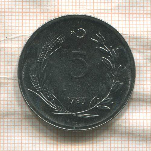 5 лир. Турция. F.A.O. 1980г