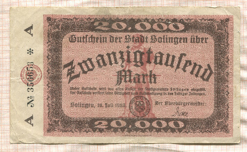 20000 марок. Германия 1923г