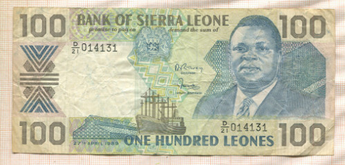100 леоне. Сьерра-Леоне 1989г