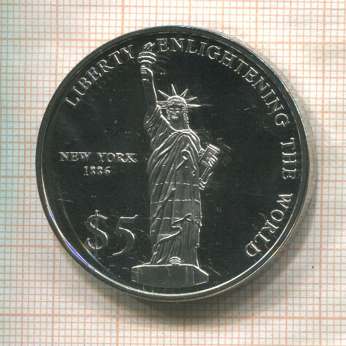 5 долларов. Либерия 2000г