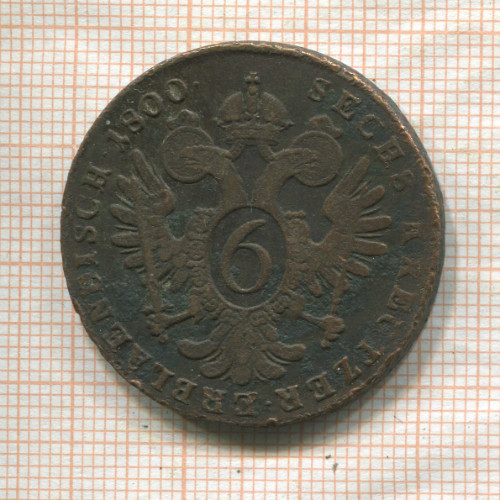 6 крейцеров. Австрия 1800г