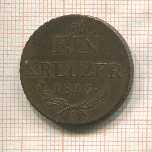 1 крейцер. Австрия 1816г