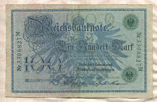 100 марок. Германия 1908г