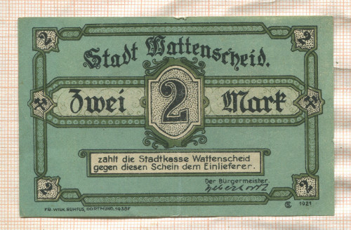 2 марки. Германия 1921г