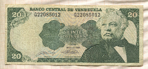 20 боливаров. Венесуэла 1990г