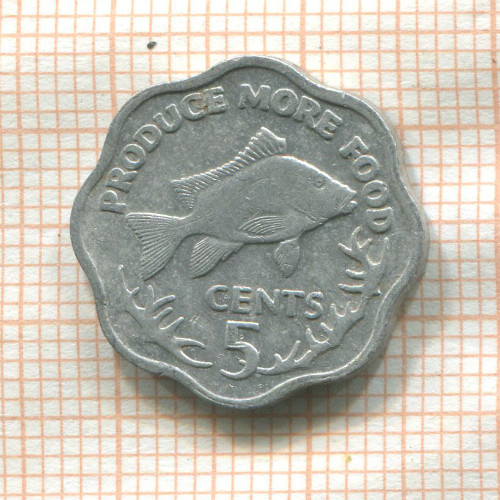 5 центов. Сейшелы. F.A.O. 1977г