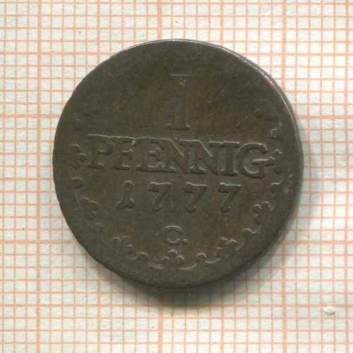 1 пфенниг. Саксония 1777г