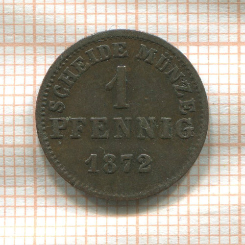 1 пфенниг. Гессен-Дармштадт 1872г