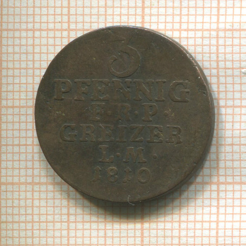 3 пфеннига. Рейсс-Обергрейз 1810г