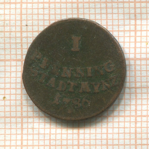 1 пфеннинг. Аугсбург 1786г