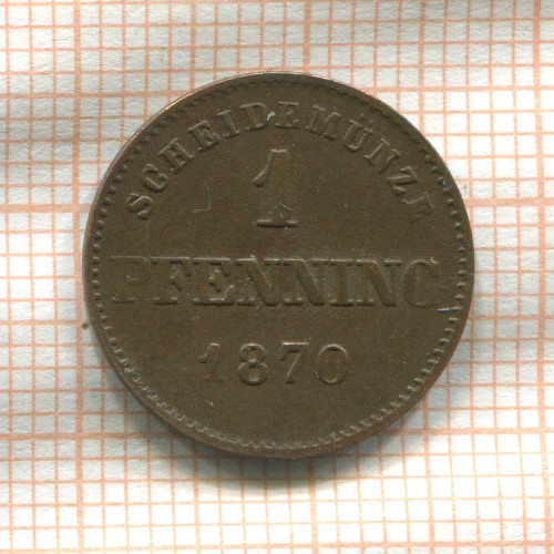 1 пфеннинг. Бавария 1870г