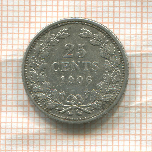 25 центов. Нидерланды 1906г