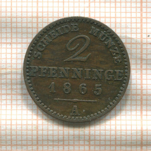 2 пфеннинга. Пруссия 1865г