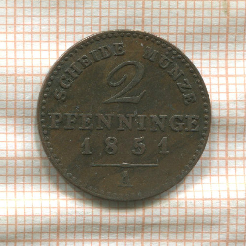 2 пфеннинга. Пруссия 1851г