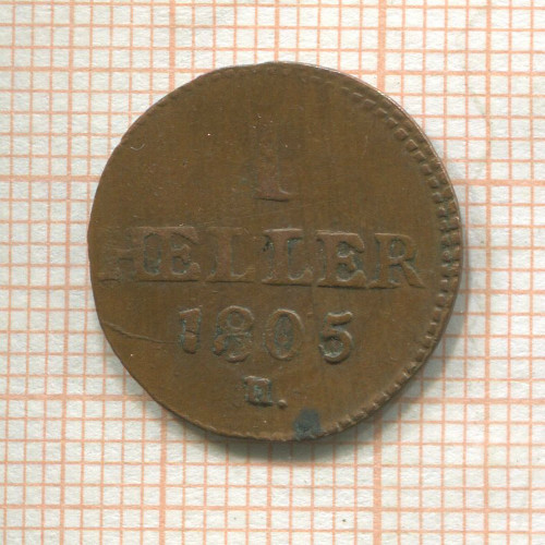 1 геллер. Саксония 1805г