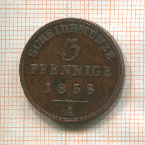 3 пфеннига. Шаумбург-Липпе 1858г