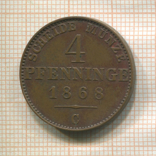 4 пфеннинга. Пруссия 1868г