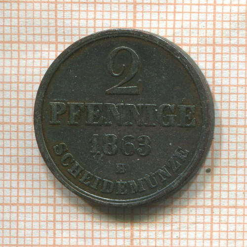 2 пфеннига. Ганновер 1863г
