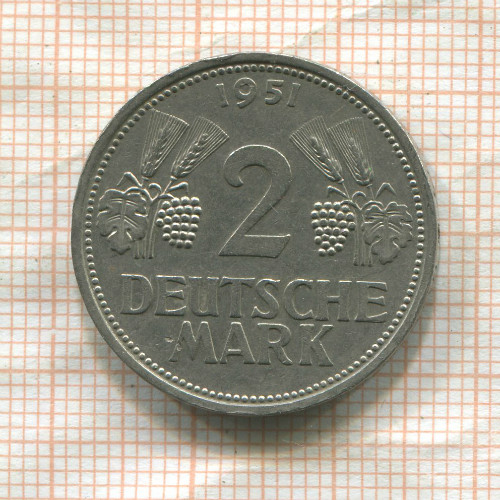 2 марки. Германия 1951г