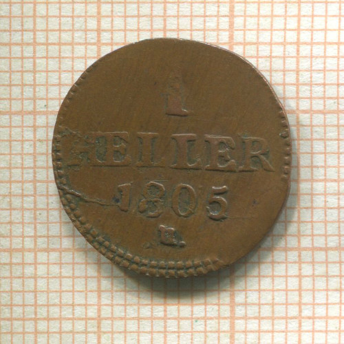 1 геллер. Саксония 1805г