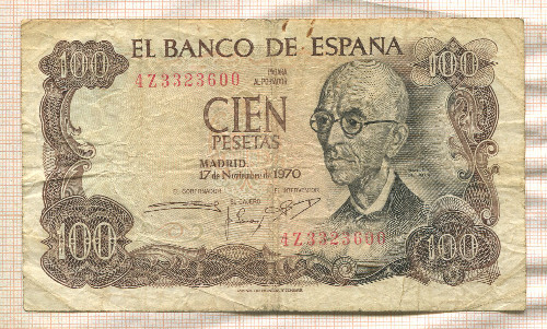 100 песет. Испания 1970г