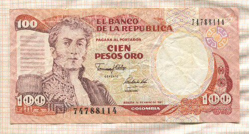 100 песо. Колумбия