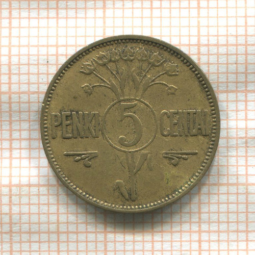 5 центов. Литва 1925г