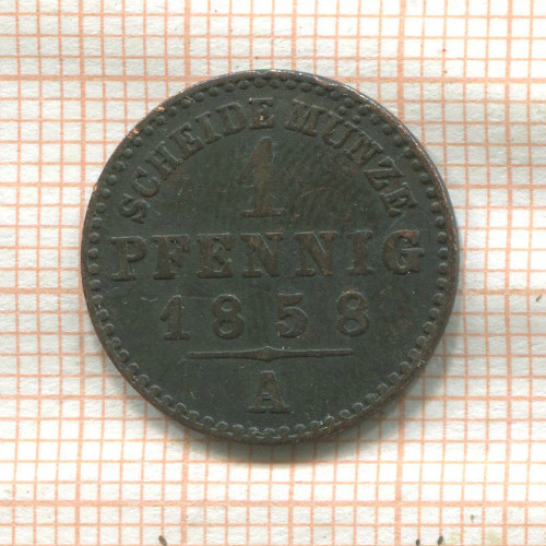 1 пфенниг. Шварцбург-Зондерсхаузен 1858г