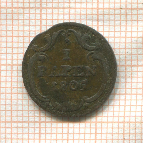 1 раппен. Швейцария. Цуг 1805г