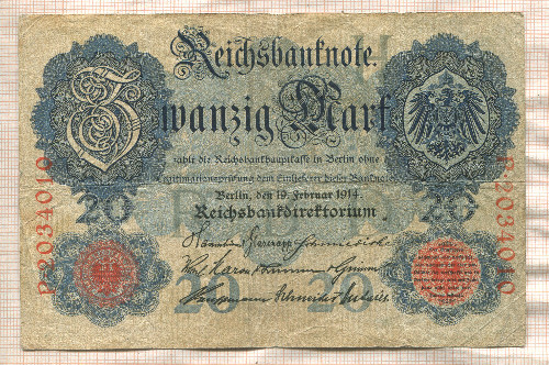 20 марок. Германия 1914г